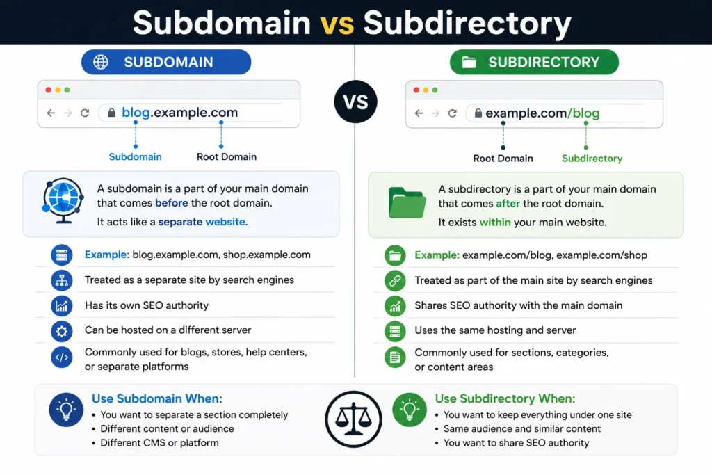 Subdomain vs Subdirectory