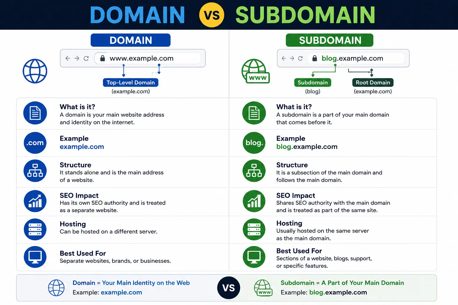 Domain vs Subdomain:
