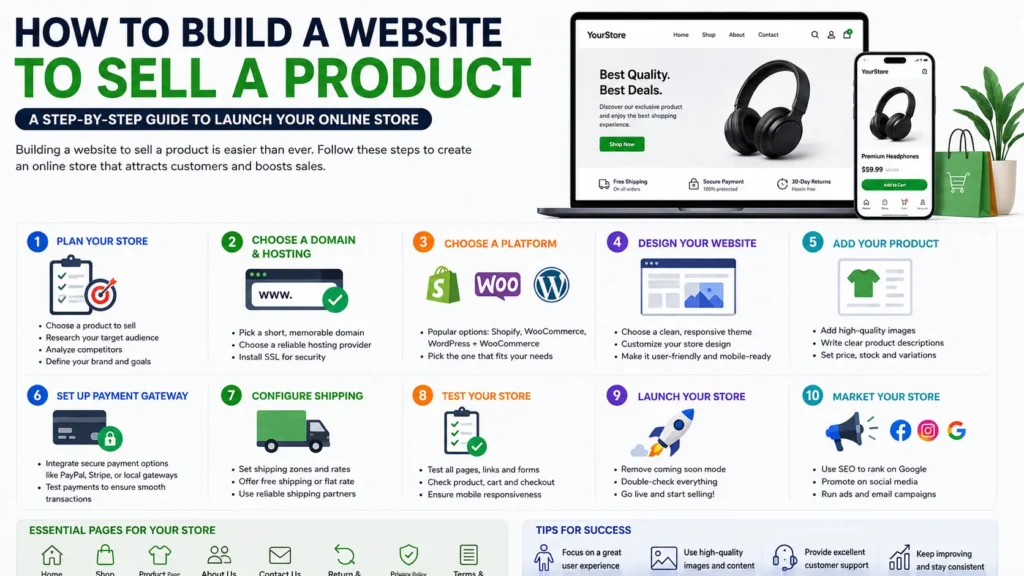 how to build a website to sell a product