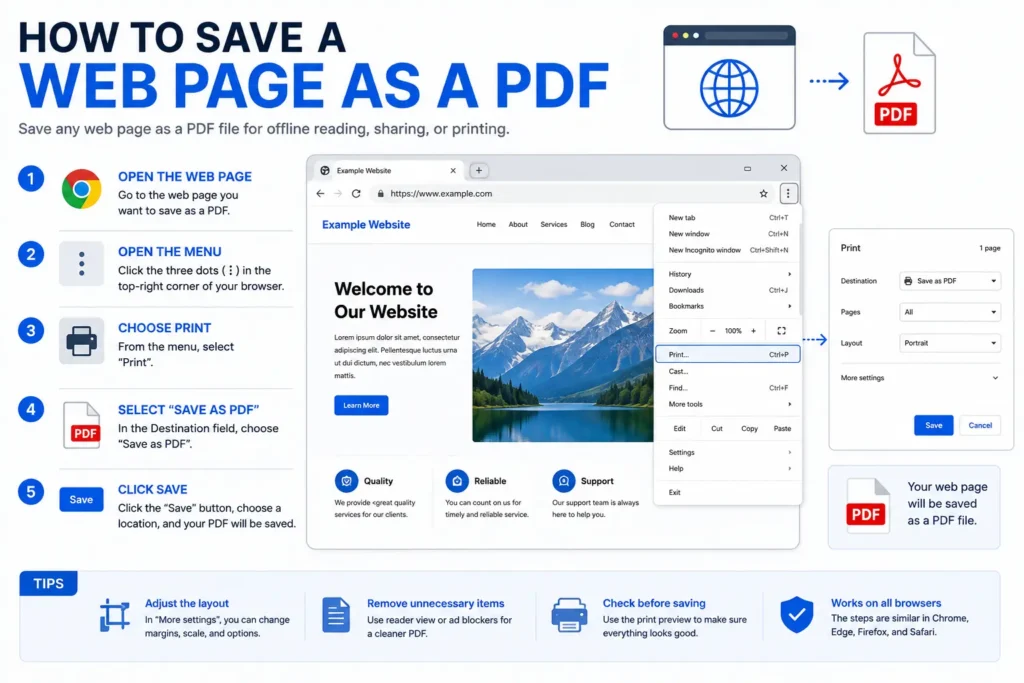 how to save a web page as a pdf
