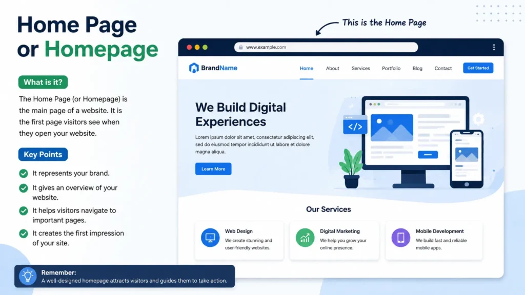 home page or homepage