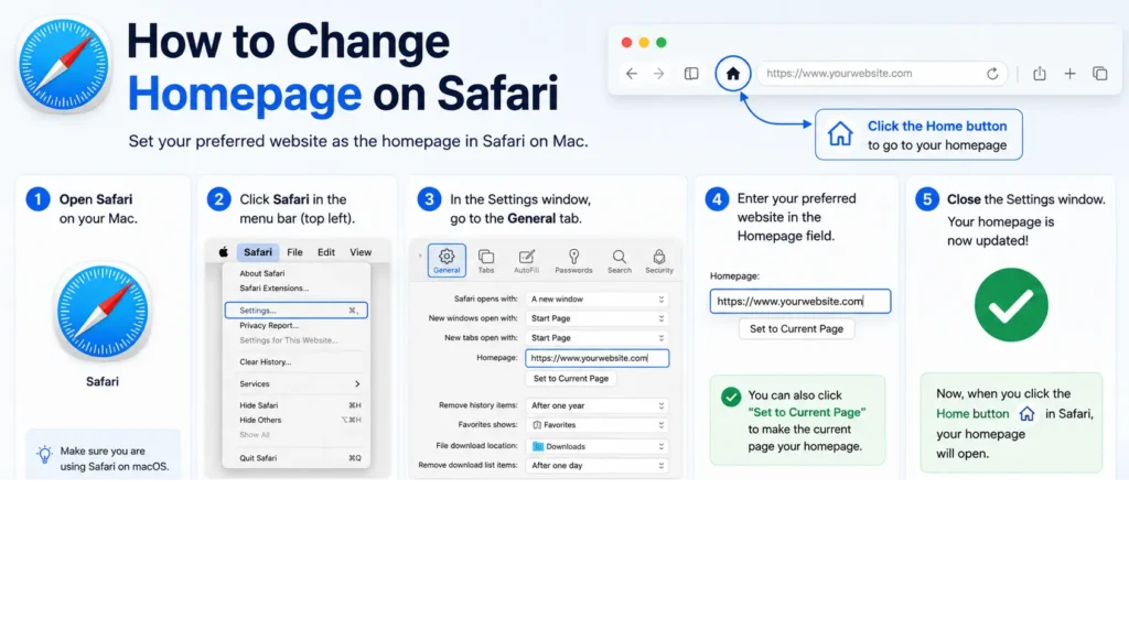 how to change homepage on safari