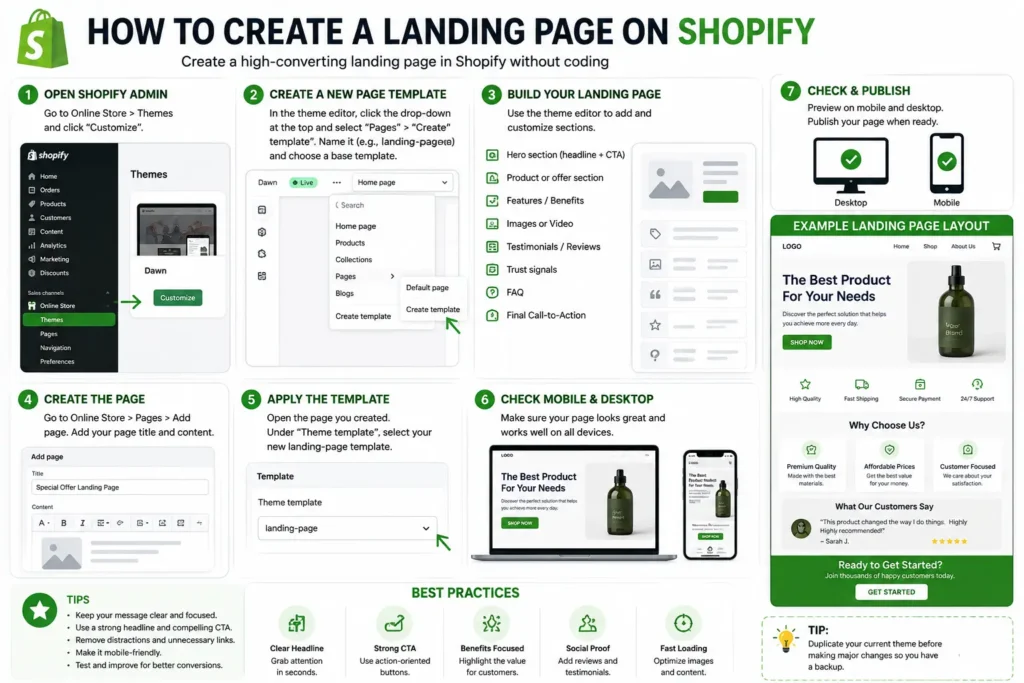 how to create a landing page on shopify
