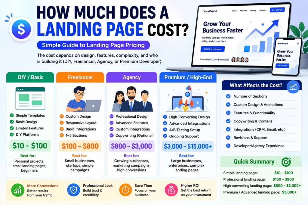 how much does a landing page cost