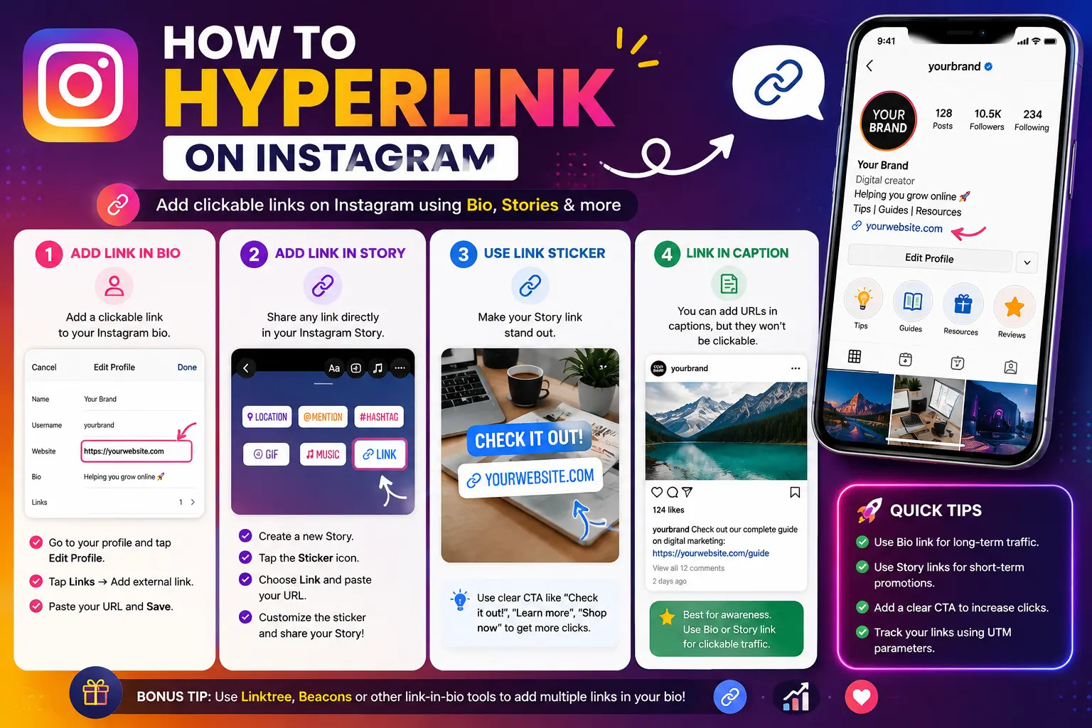 how to hyperlink on instagram