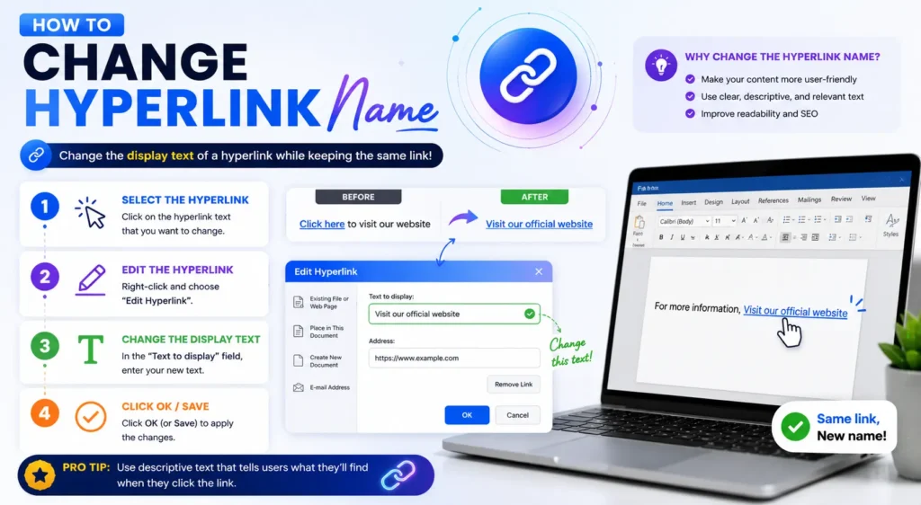 how to change hyperlink name