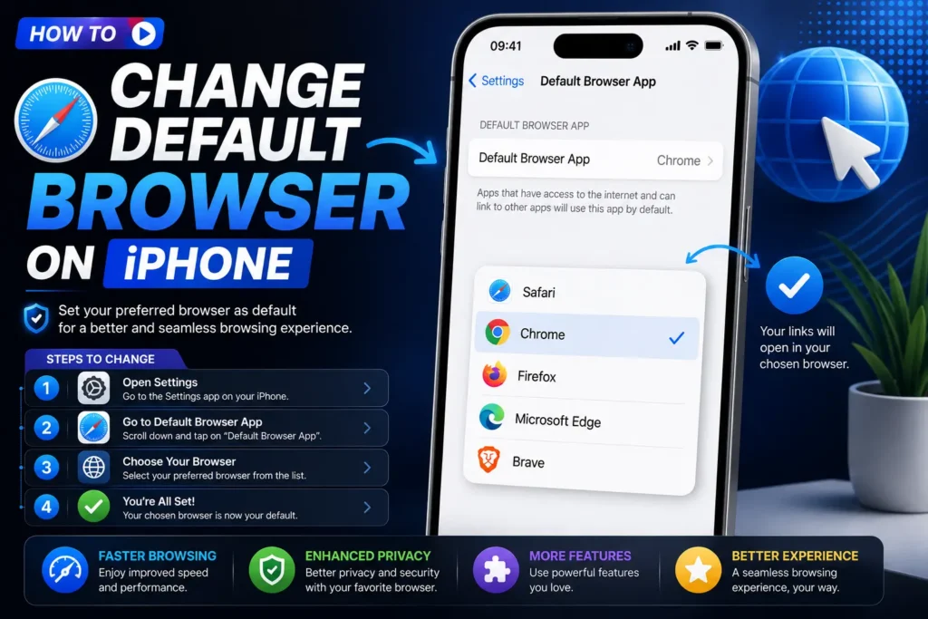 how to change default browser on iphone
